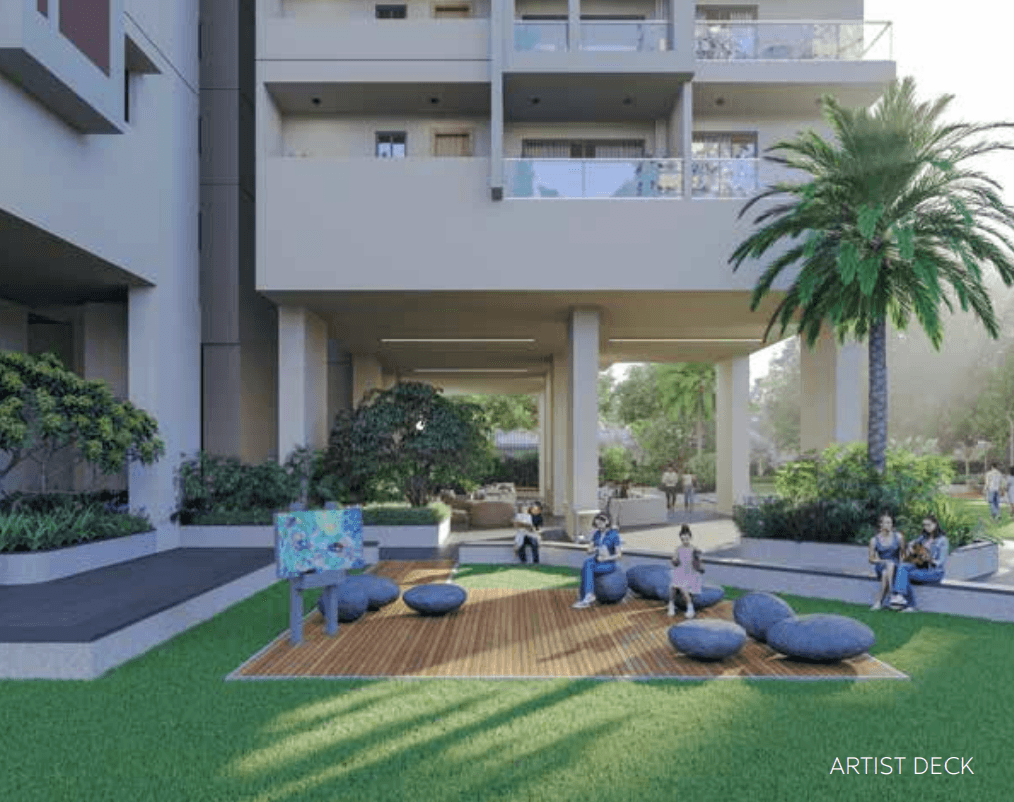 artist deck or seating area in beside building in supadha gamya